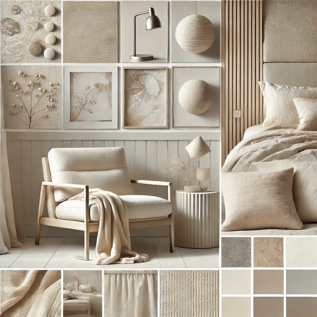 Moodboard interiéru v béžových tónech